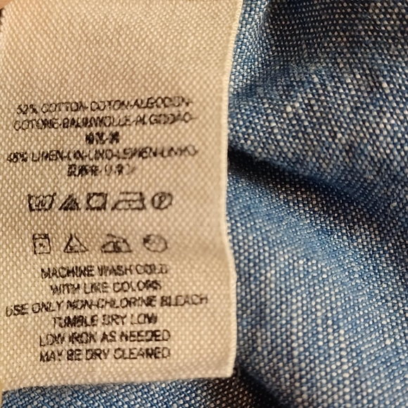 Free People Size XS Blue Show Some Shoulder Top Chambray Linen Blend - Picture 4 of 7